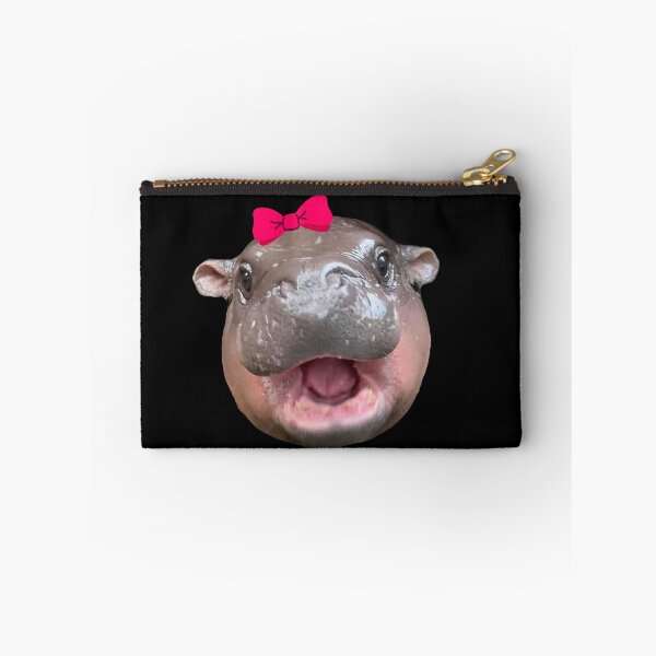 Item preview, Funny Moo Deng Hippo Cute Baby Pygmy Coquette Pink Bow Women designed and sold by ChristineRobins.