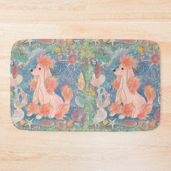 Item preview, "Umi Poodle" Art - Whimsical Pink Dog & Seashells Original Nihonga Design designed and sold by nakaitomoko.