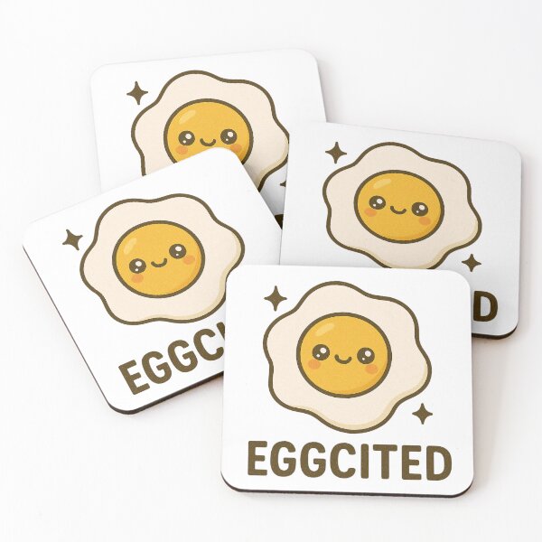 Item preview, Eggcited – Cute Fried Egg Kawaii Pun designed and sold by Dream Machine.
