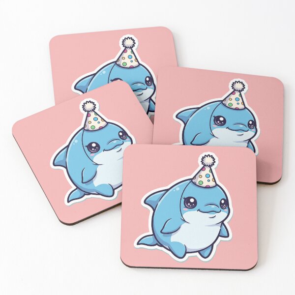 Item preview, Cute Dolphin With Party Hat Kawaii Celebration Sea Animal Birthday Art designed and sold by bvdesignart.