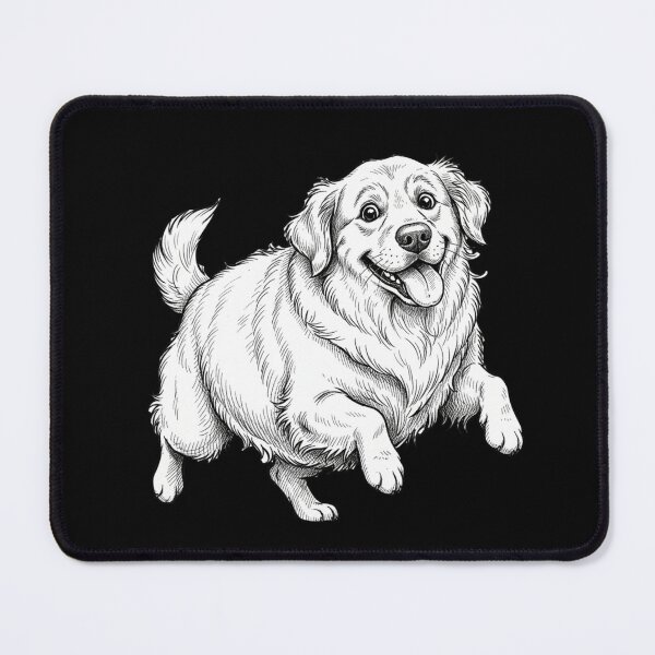 Item preview, Chubby Golden Retriever Line Art on Black Background – Funny Dog Illustration designed and sold by KENGMODE.