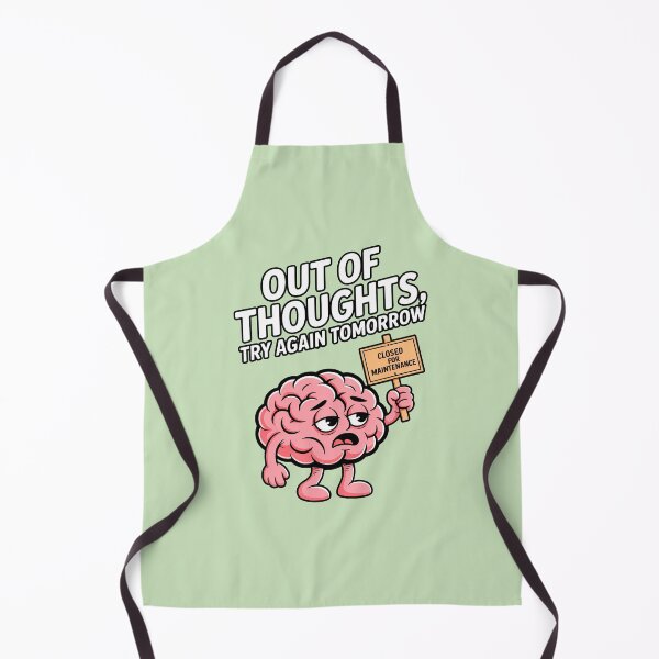 Item preview, Funny Exhausted Brain Cartoon – Out of Thoughts Try Again Tomorrow – Closed for Maintenance Comic Illustration designed and sold by C.Kav.Art.