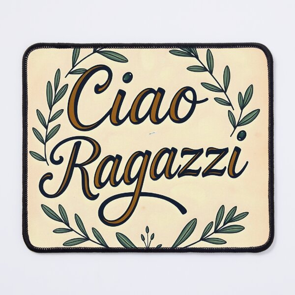 Item preview, Ciao Ragazzi – Vintage Paper with Olive Branches and Olive Detail on Letters designed and sold by EmeraldeaArt.