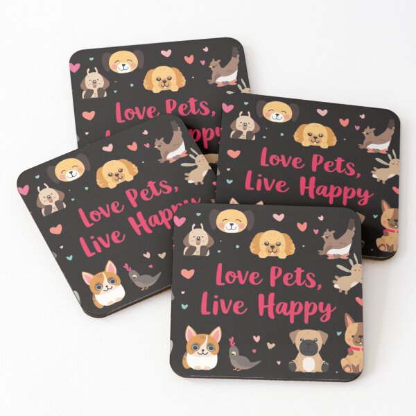 Item preview, Love Pets, Live Happy – Cute Animals Design for Pet Lovers designed and sold by Amr Darwish Graphic designer.