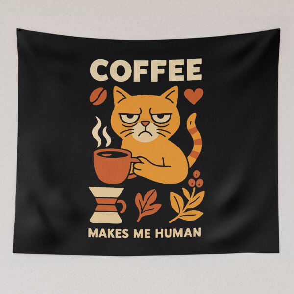 Item preview, Coffee Makes Me Human Cat Coffee Lovers designed and sold by LuminOrb.
