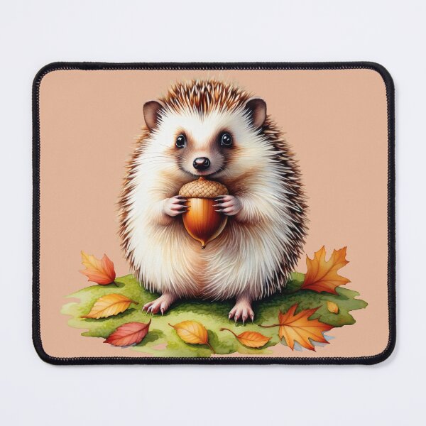 Item preview, Cottagecore Hedgehog with Acorn | Cozy Autumn Woodland Art designed and sold by Ombrya.