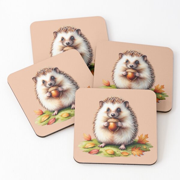 Item preview, Cottagecore Hedgehog with Acorn | Cozy Autumn Woodland Art designed and sold by Ombrya.
