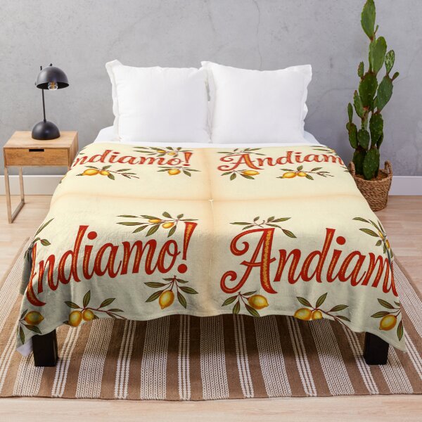 Item preview, Andiamo – Vintage Red Italian Text with Lemon Branch Decoration designed and sold by EmeraldeaArt.