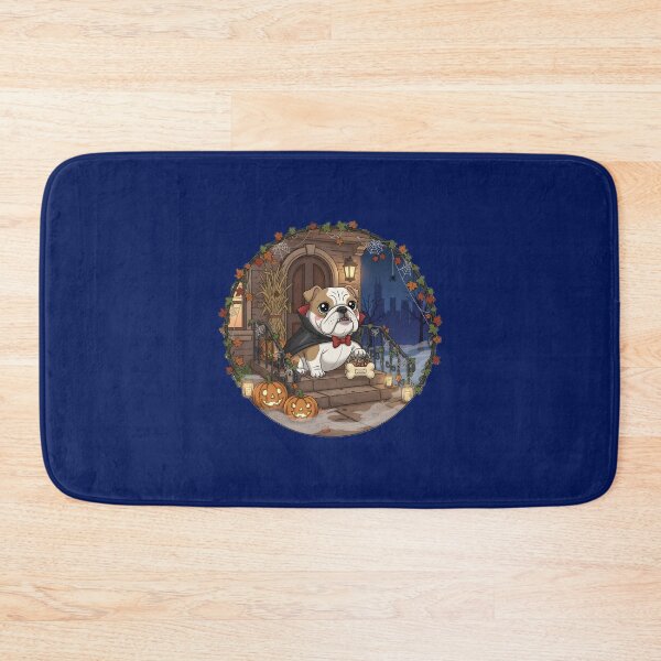 Item preview, Kawaii Vampire Bulldog on Chicago Brownstone Stoop – Halloween Dog  designed and sold by FixwellStudio.