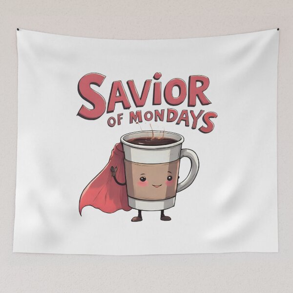 Item preview, Funny Coffee Superhero Cartoon Savior of Mondays designed and sold by JudithLatko.