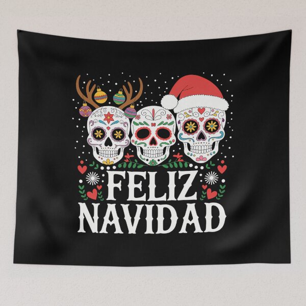 Item preview, Feliz Navidad Sugar Skulls Reindeer Santa Mexican Christmas designed and sold by ticlitule.