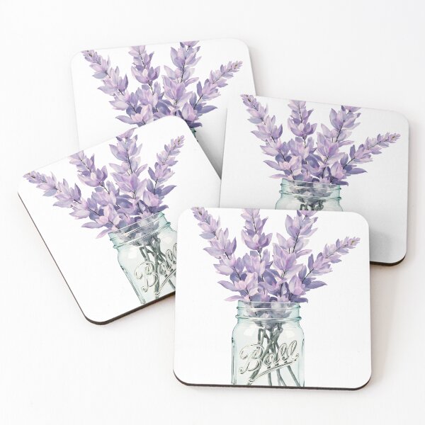 Item preview, Delicate purple flowers in a clear glass jar on a light background creating a calm and serene atmosphere in a cozy setting designed and sold by SpaceartLilu.