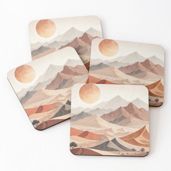 Item preview, Abstract Desert Mountains with Sun – Minimalist Wall Art designed and sold by zaina.sho.