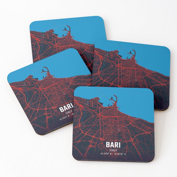 Item preview, Bari Red & Blue Minimalist Map designed and sold by HomeLivingCo.