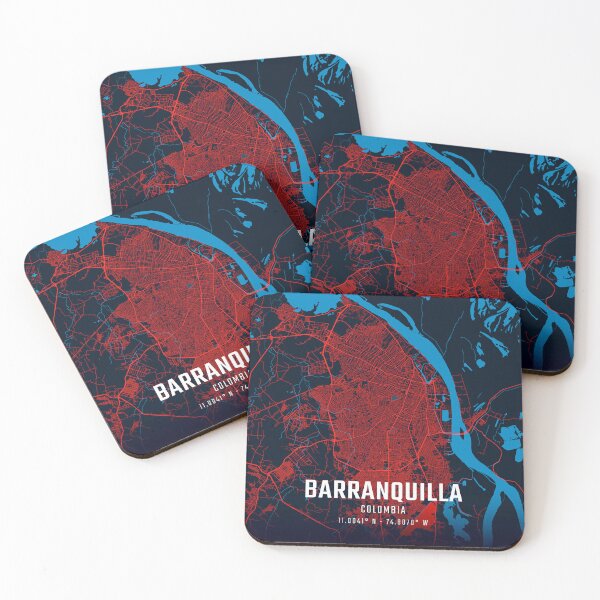 Item preview, Barranquilla Red & Blue Minimalist Map designed and sold by HomeLivingCo.