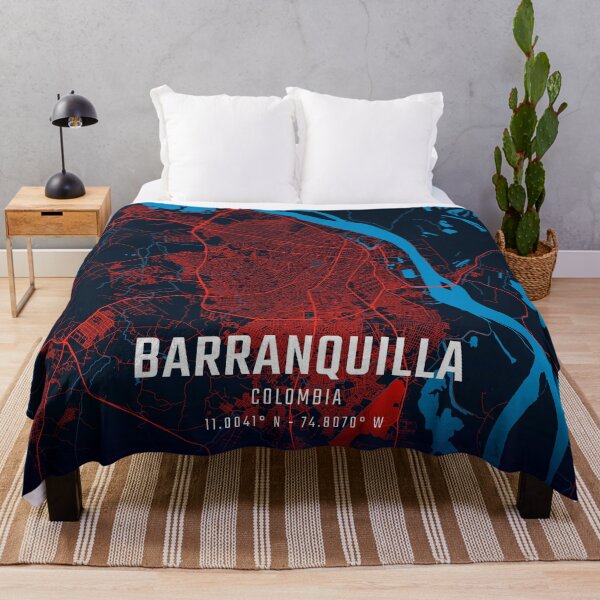 Item preview, Barranquilla Red & Blue Minimalist Map designed and sold by HomeLivingCo.