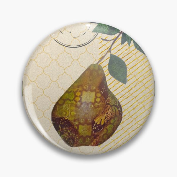 Item preview, Vintage Green Fruit Stamp t-shirt, retro pear illustration designed and sold by Folk and Flux.