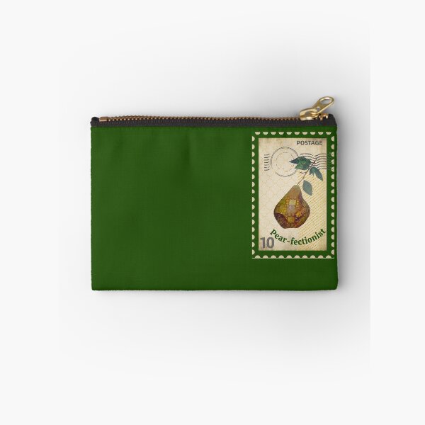 Item preview, Vintage Green Fruit Stamp t-shirt, retro pear illustration designed and sold by Folk and Flux.
