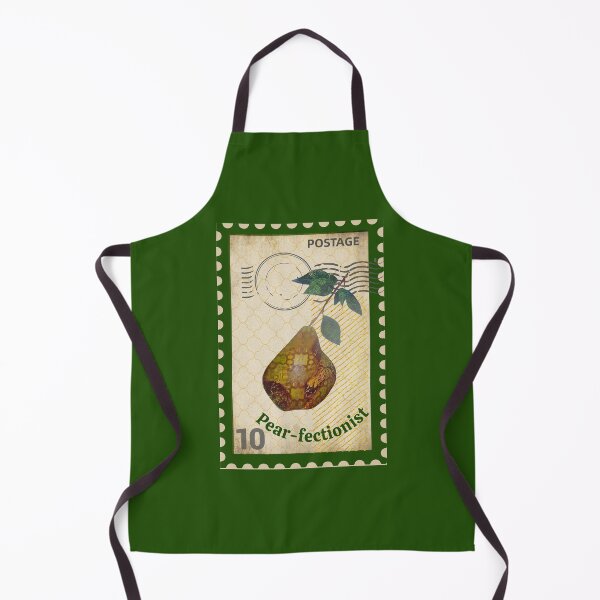 Item preview, Vintage Green Fruit Stamp t-shirt, retro pear illustration designed and sold by Folk and Flux.