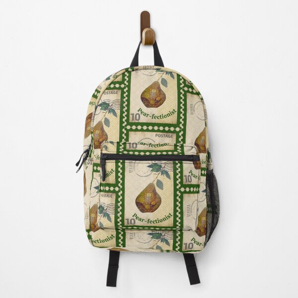 Item preview, Vintage Green Fruit Stamp t-shirt, retro pear illustration designed and sold by Folk and Flux.