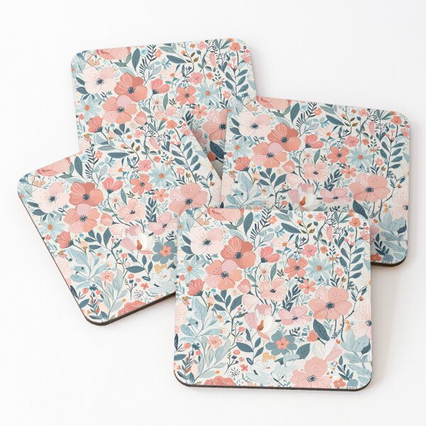 Item preview, Pastel Floral Pattern With Pink And Blue Flowers designed and sold by CoolPixels.