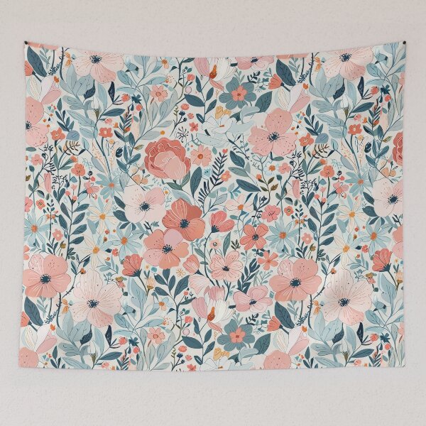 Item preview, Pastel Floral Pattern With Pink And Blue Flowers designed and sold by CoolPixels.