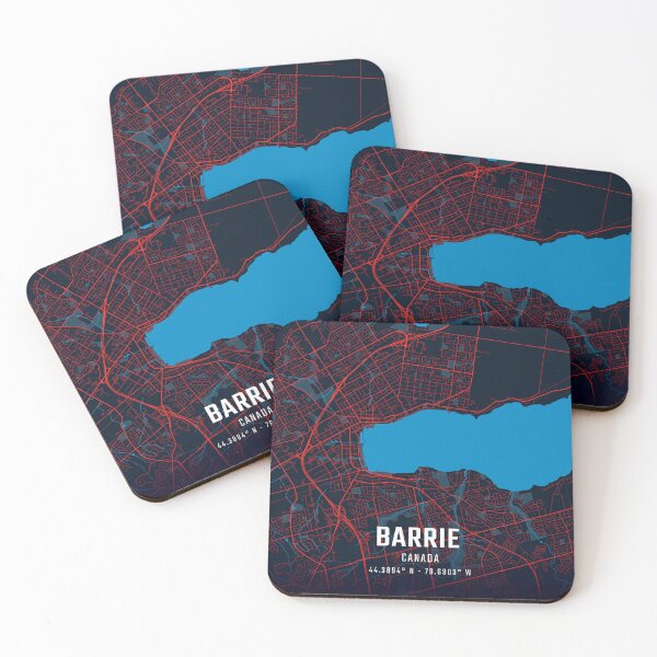 Item preview, Barrie Red & Blue Minimalist Map designed and sold by HomeLivingCo.