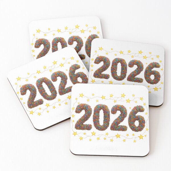 Item preview, New year 2026 tinsel numbers with glowing star frame on black background, AI Generated designed and sold by dvoevnore.