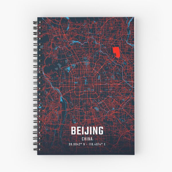 Item preview, Beijing Red & Blue Minimalist Map designed and sold by HomeLivingCo.