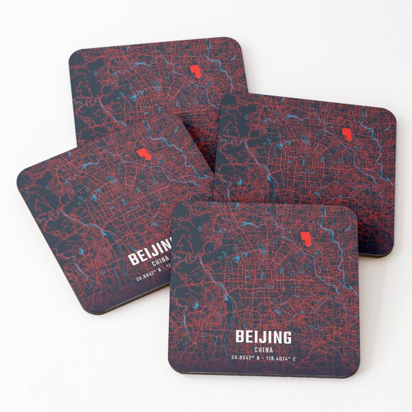 Item preview, Beijing Red & Blue Minimalist Map designed and sold by HomeLivingCo.