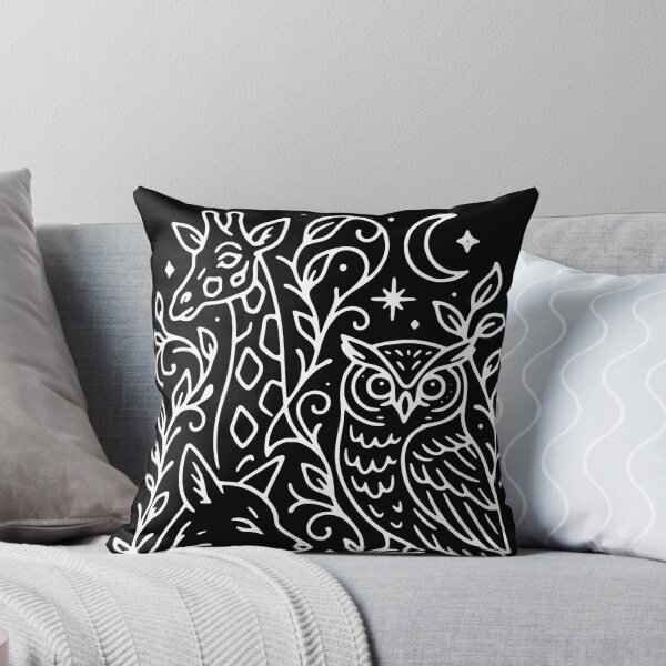 Item preview, Night Forest Spirit Animals - White Line Art designed and sold by Lunarhue.