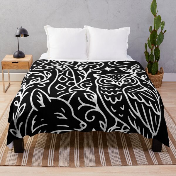 Item preview, Night Forest Spirit Animals - White Line Art designed and sold by Lunarhue.