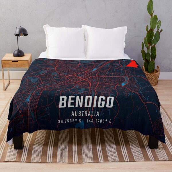 Item preview, Bendigo Red & Blue Minimalist Map designed and sold by HomeLivingCo.