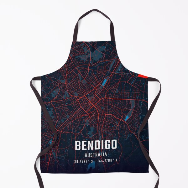 Item preview, Bendigo Red & Blue Minimalist Map designed and sold by HomeLivingCo.