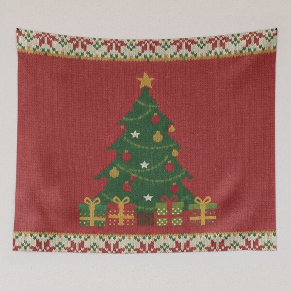 Item preview, Knitted Christmas Tree with Gifts – Festive Holiday Pattern designed and sold by MerchYouSearch.