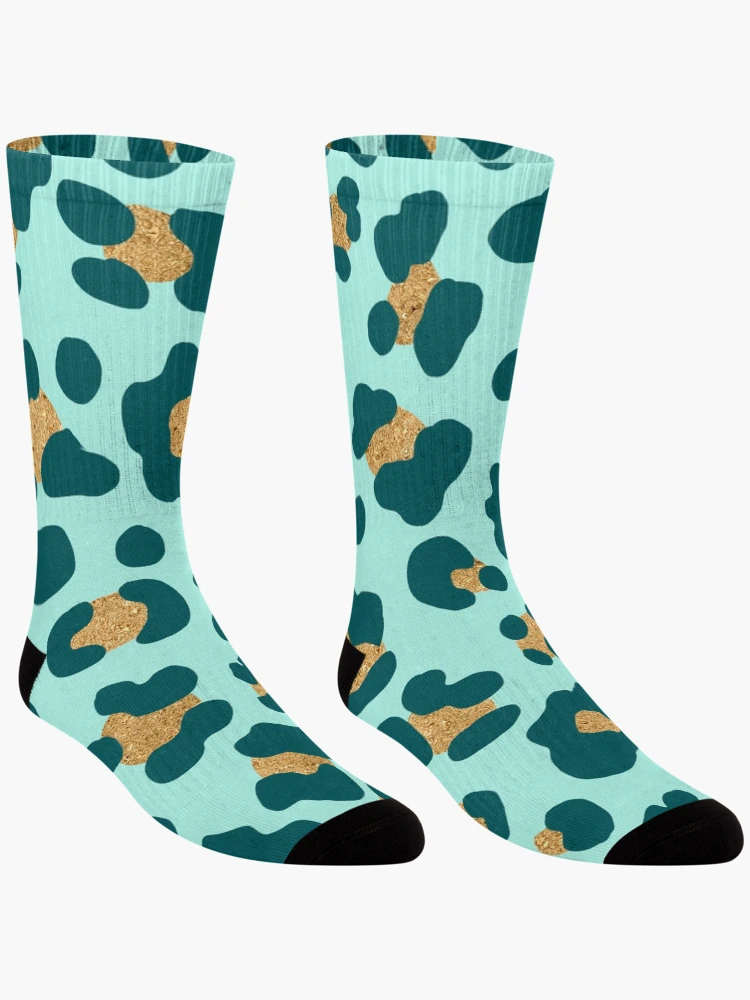 Thumbnail 3 of 5, Socks, Aqua - Animal Pattern ( Leopard ) designed and sold by RWT-Design.