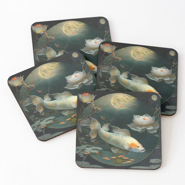 Item preview, Vintage Asian Style Koi Oil Painting In A Pond Among Lilies designed and sold by LanaGustavsson.