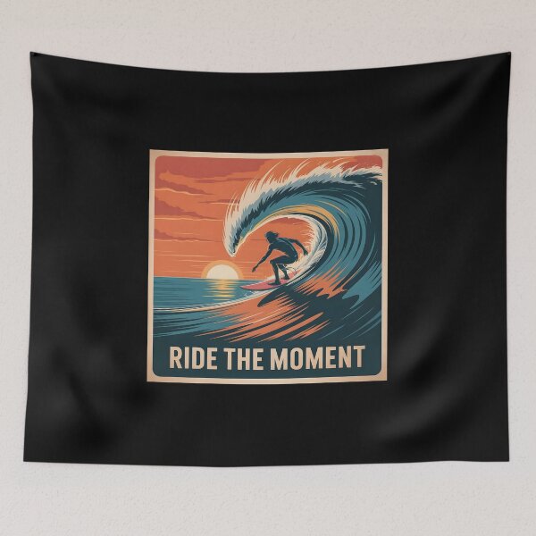 Item preview, Surfer Sunset Wave Art Ride The Moment designed and sold by 404wearpl.