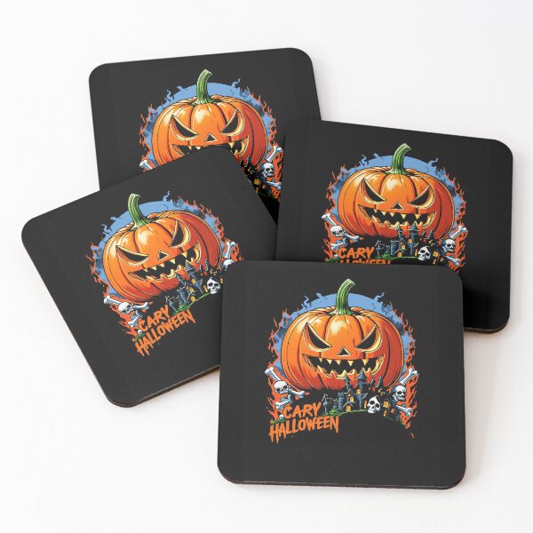 Item preview, Scary Halloween design with a spooky pumpkin and skulls designed and sold by Merrylands Artshop.