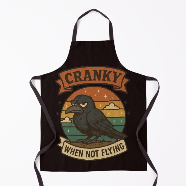 Item preview, Cranky When Not Flying – Funny Raven Retro Sunset Design designed and sold by FrameFlow.