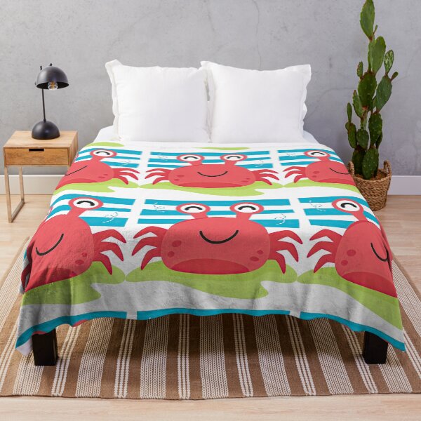Item preview, Cute Cartoon Crab with Striped Background designed and sold by ArtfulWeave.