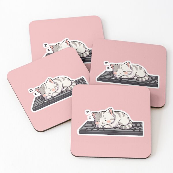 Item preview, Cute Cat Sleeping On Keyboard Funny Kitten Cozy Programmer Gift Art designed and sold by bvdesignart.
