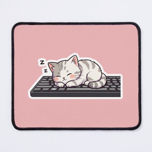 Item preview, Cute Cat Sleeping On Keyboard Funny Kitten Cozy Programmer Gift Art designed and sold by bvdesignart.