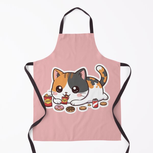 Item preview, Chubby Cat Lying Down Eating Snacks Funny Kawaii Foodie Kitten Art designed and sold by bvdesignart.