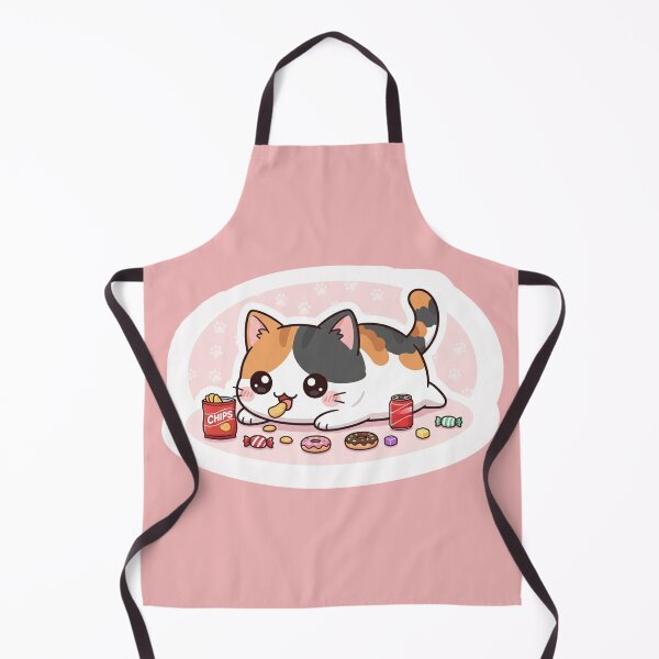 Item preview, Chubby Cat Lying Down Eating Snacks Funny Kawaii Foodie Kitten Art designed and sold by bvdesignart.