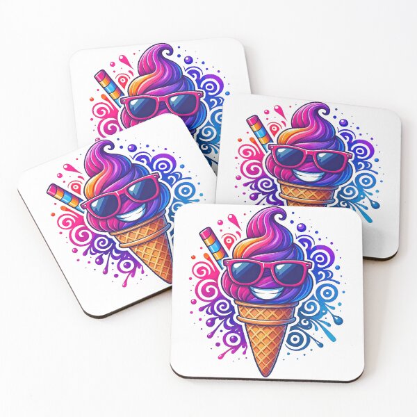 Item preview, Colorful Ice Cream Cone with Sunglasses and Smile designed and sold by ArtfulWeave.