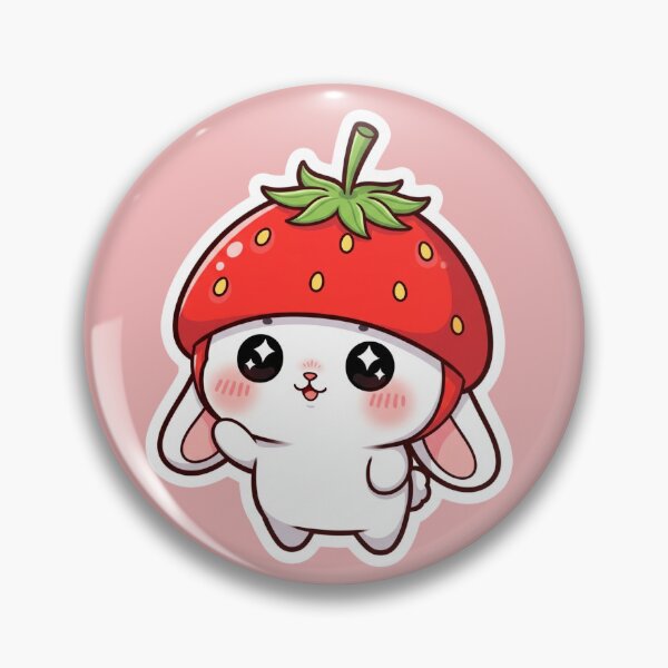 Artikelvorschau, Entzückendes Kawaii-Häschen mit Erdbeerhut. Niedliches Pastell-Tierdesign entworfen und verkauft von bvdesignart.