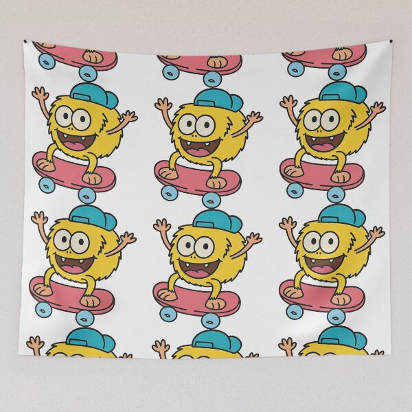 Item preview, Cute Yellow Monster on Skateboard Cartoon designed and sold by ArtfulWeave.