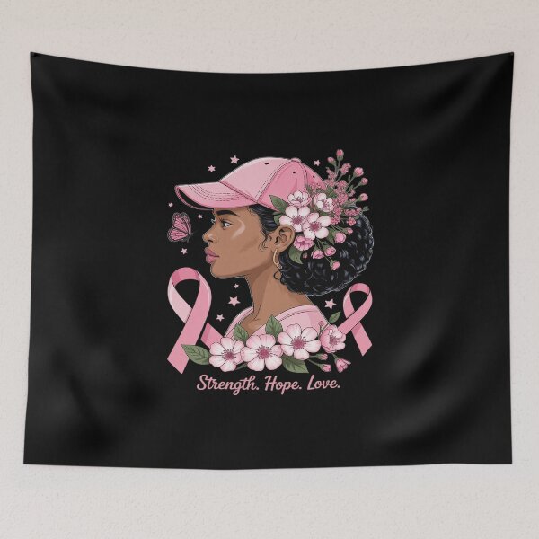 Item preview, Breast Cancer Awareness Ribbon Flowers Black Afro designed and sold by KingsLife1994.