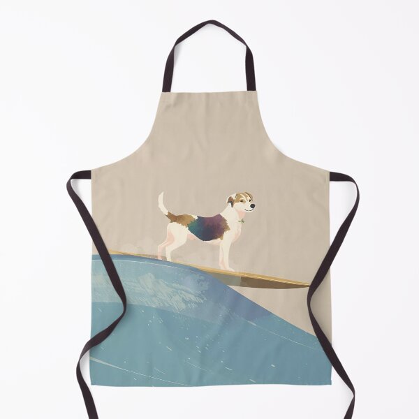 Item preview, Surfing Dog Illustration – Cute Minimalist Pet Artwork on Surfboard designed and sold by CuriousCherry.
